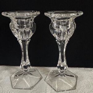 Pair ROYAL DOULTON Crystal Candle Holders for Taper & Pillars
